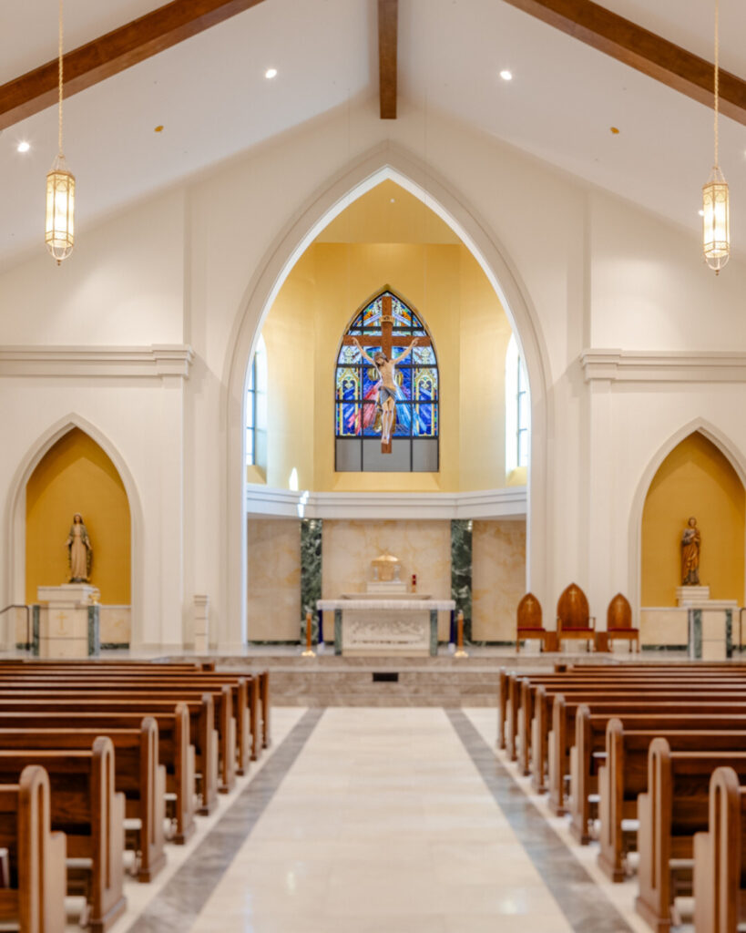 Church interior image published on a page about Paradigm Construction.