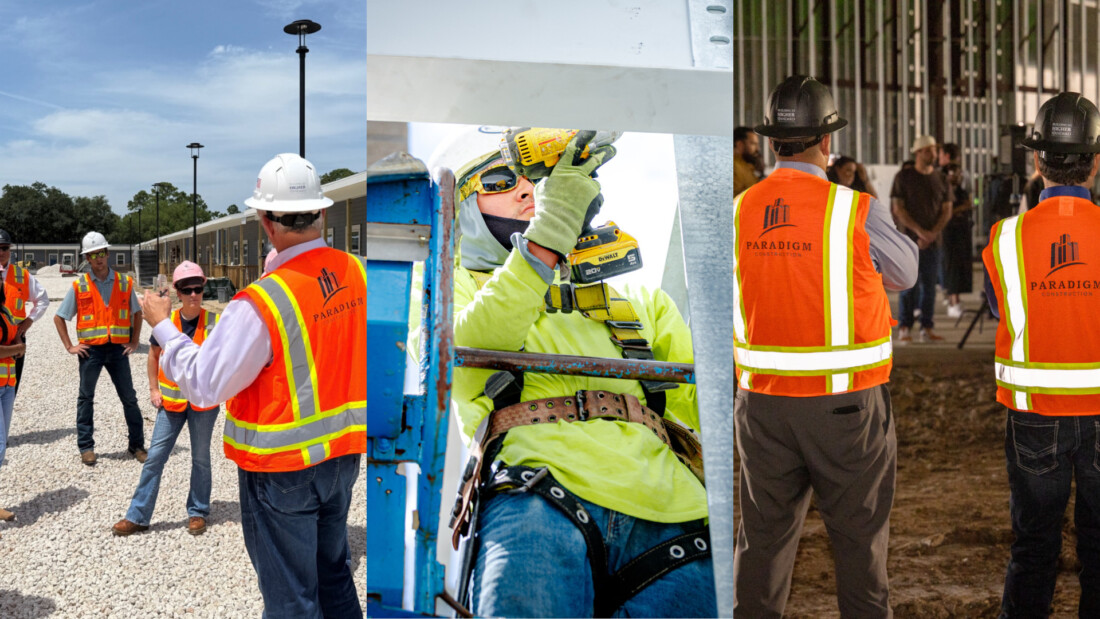 A smiling team experiencing subcontractor construction opportunities in Texas.